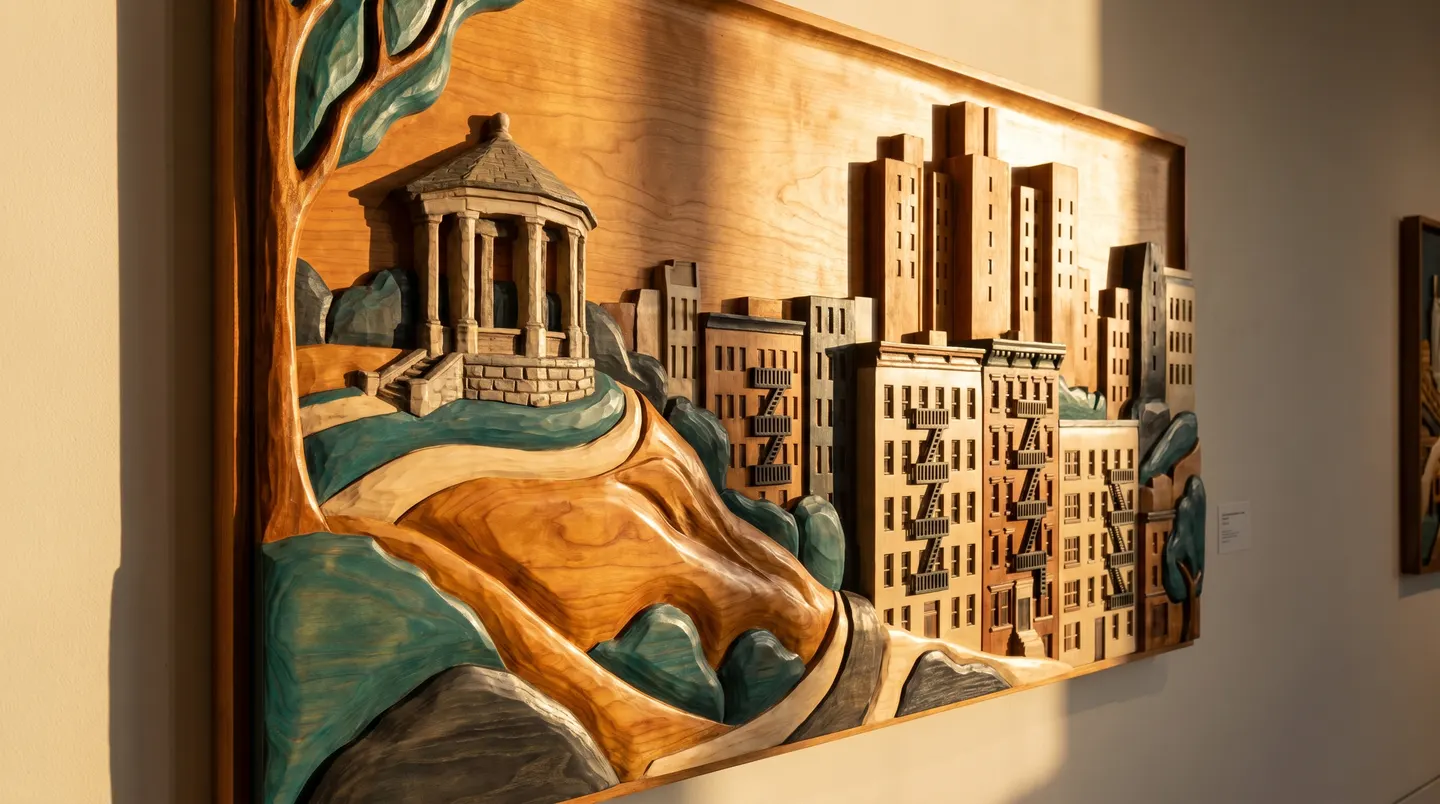 Woodcut illustration of Claremont Village, Bronx