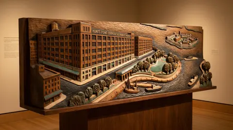 Woodcut illustration of Hunts Point, Bronx