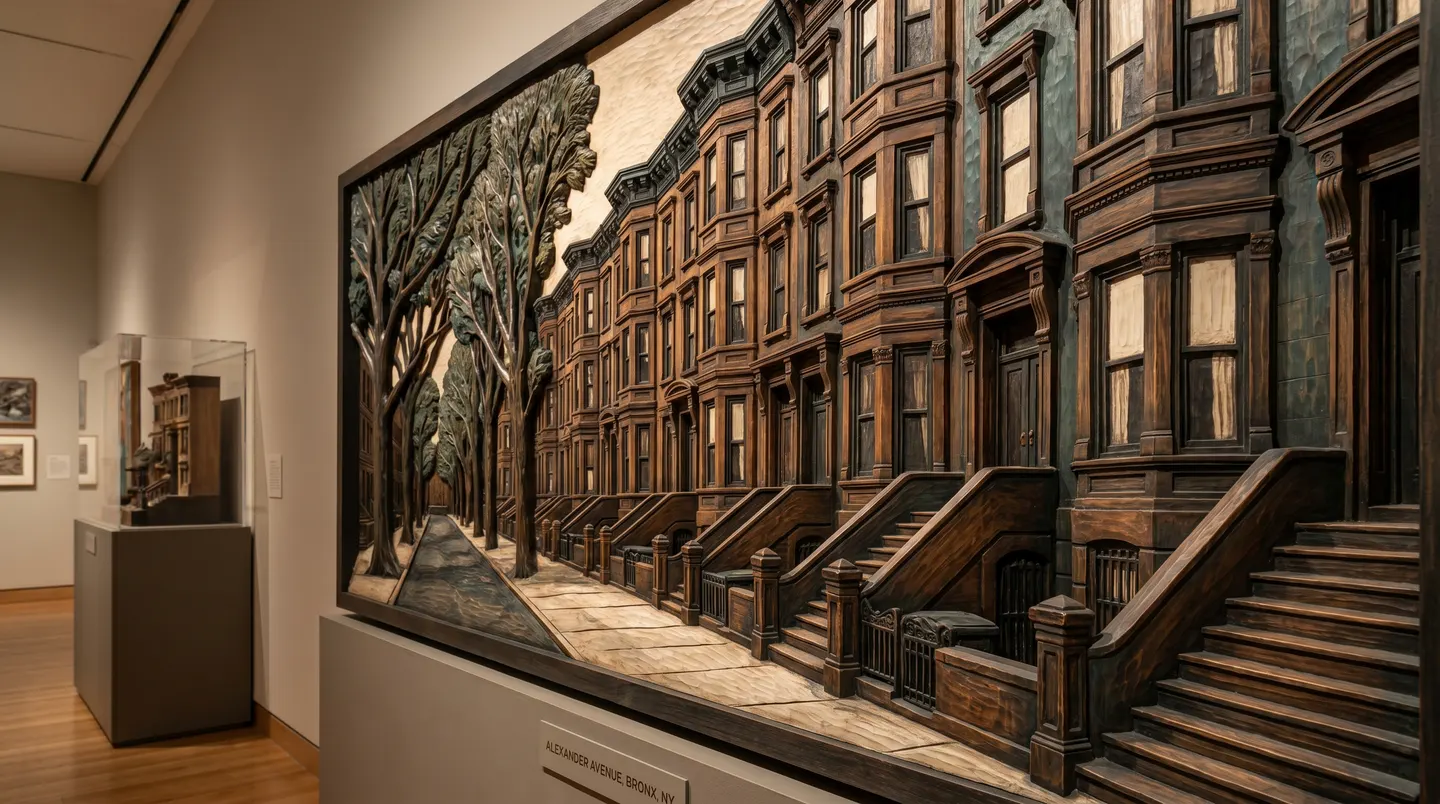 Woodcut illustration of Mott Haven, Bronx