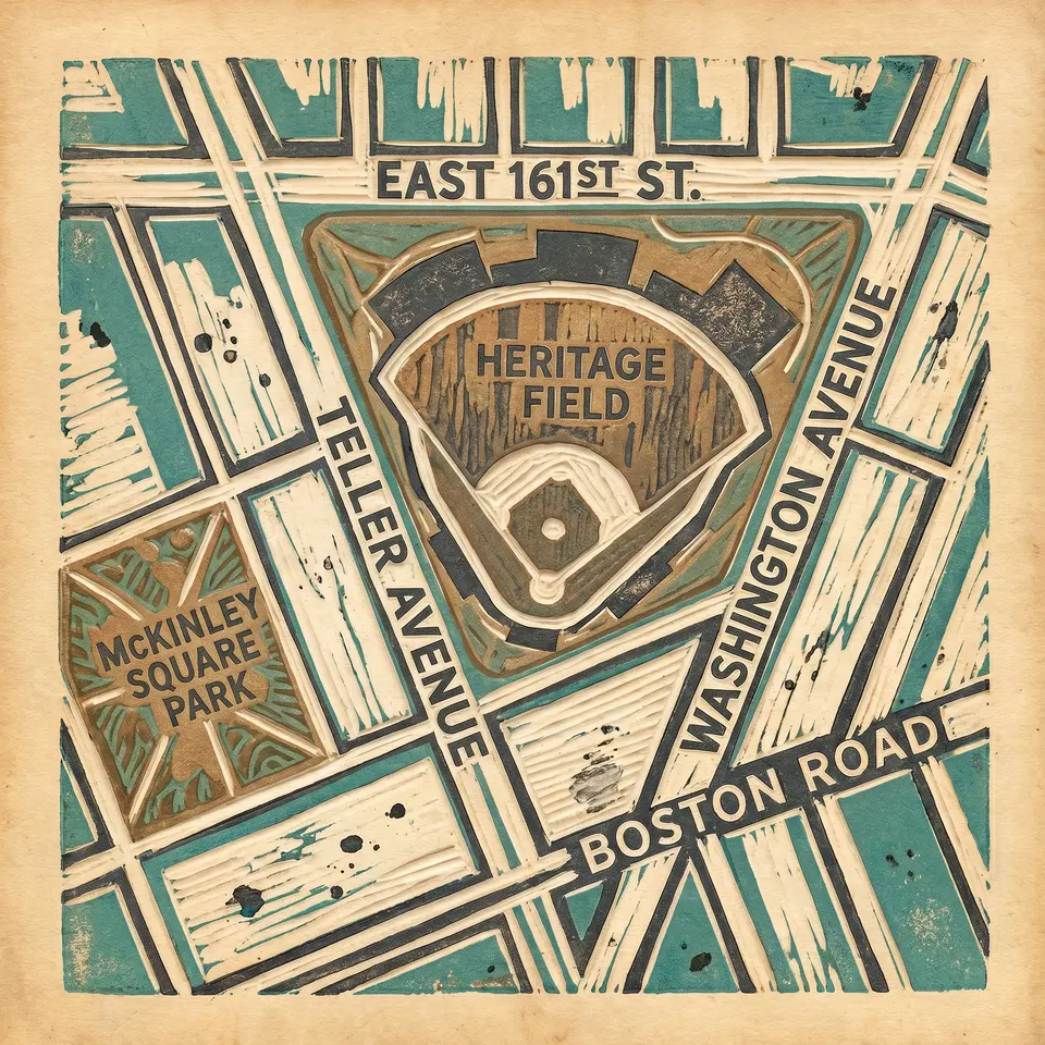 Woodcut map of Morrisania street grid, Bronx